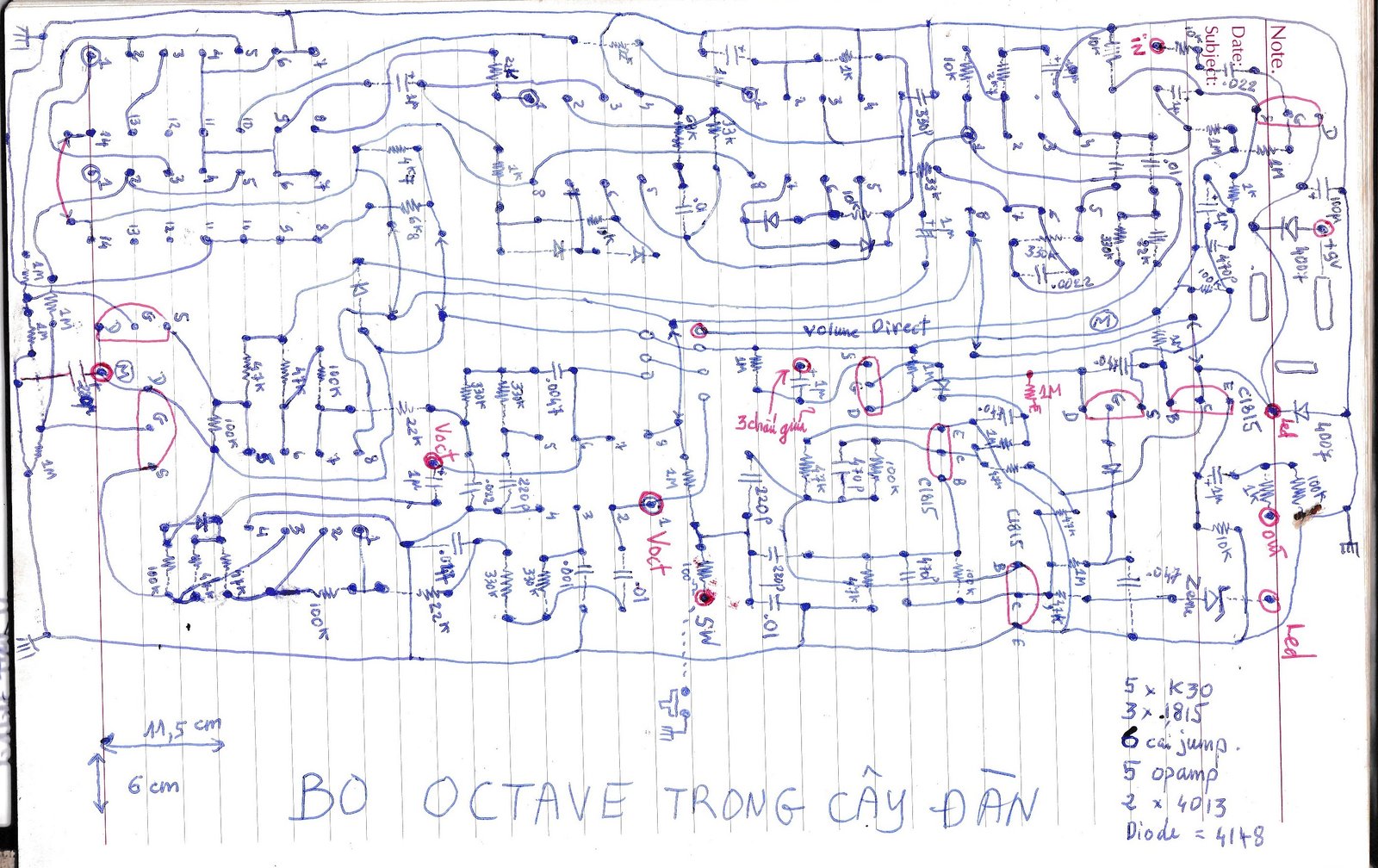 Mạch Octave trên cây đàn Made in VN