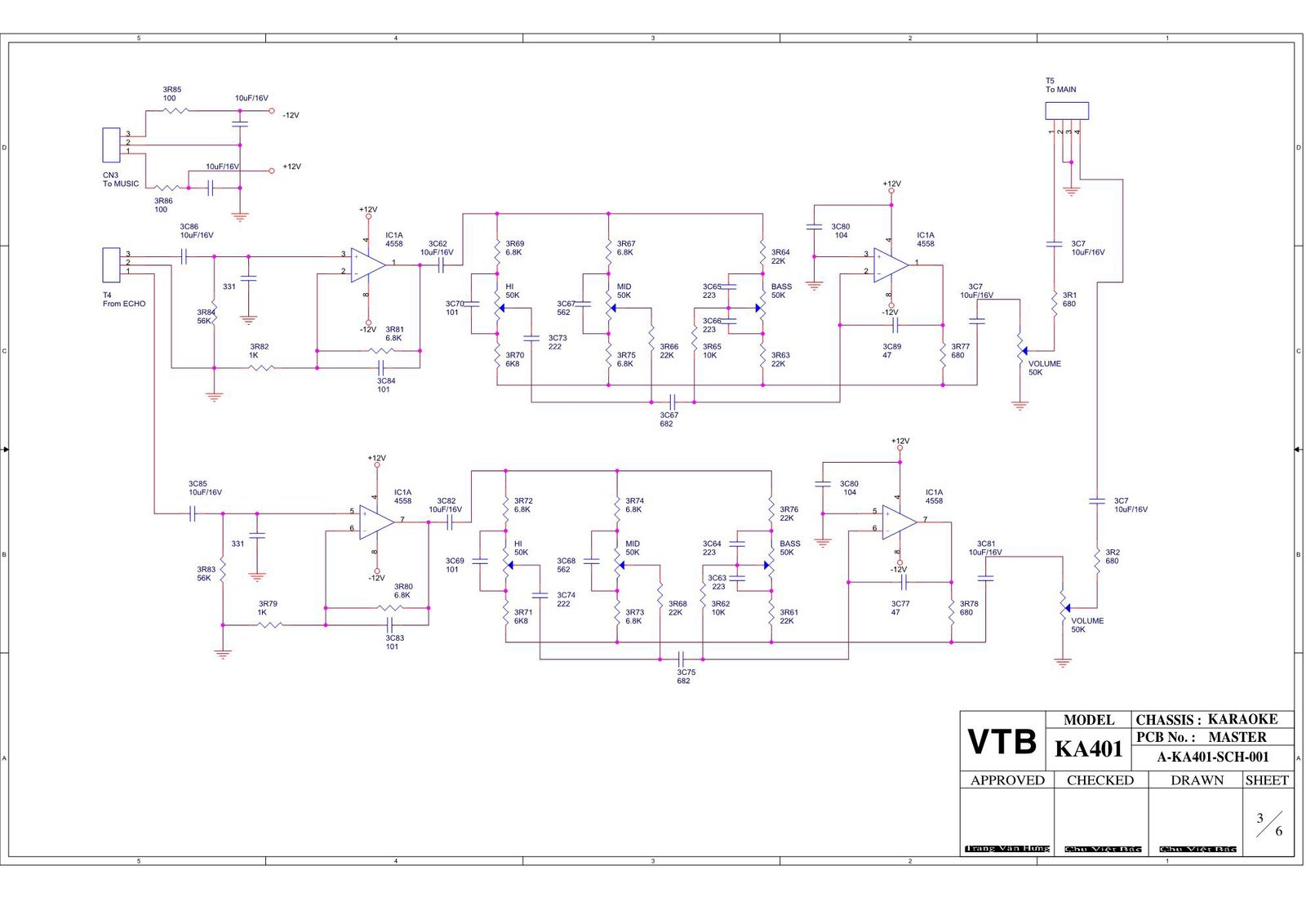 Mạch master máy ampli karaoke VTB KA 401