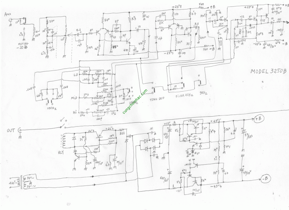 Mạch dàn pre Model 3250B