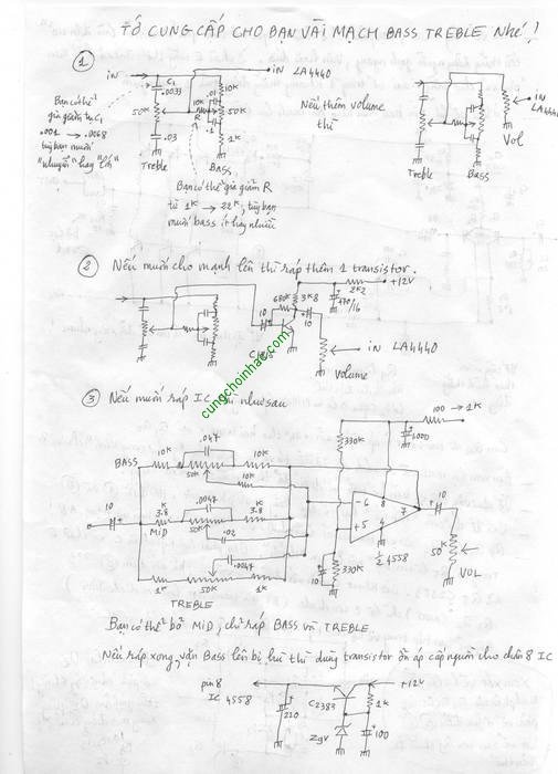 Ráp mạch bass treble đơn giản